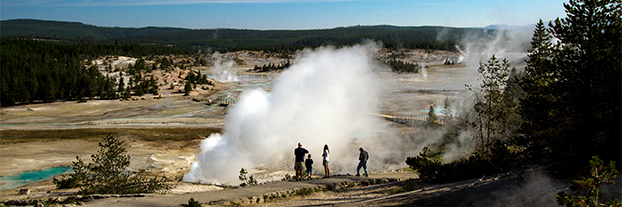 Tourists on the boardwalk at Norris Geyser Basin (Yellowstone National Park, Wyoming) — original digital image © Martha Marks, marthamarksphotography.com, all rights reserved